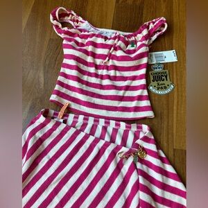 Juicy Couture Pink and White Striped Swimsuit Ensemble Size S